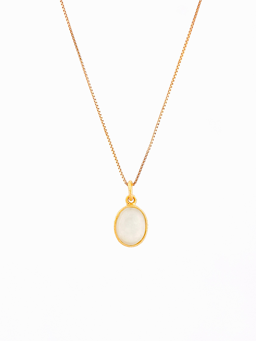 Natural White Jadeite Sterling Silver Pendant