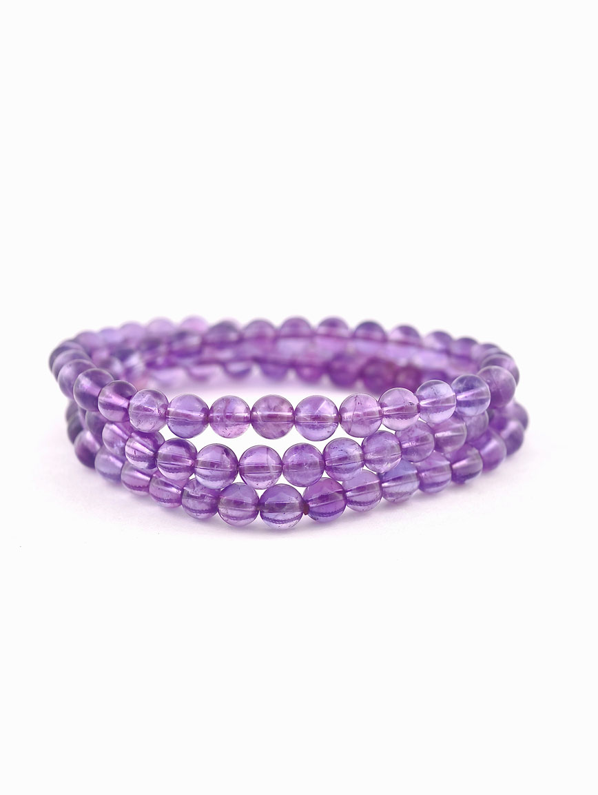 Natural Amethyst Three-Wrap Bracelet