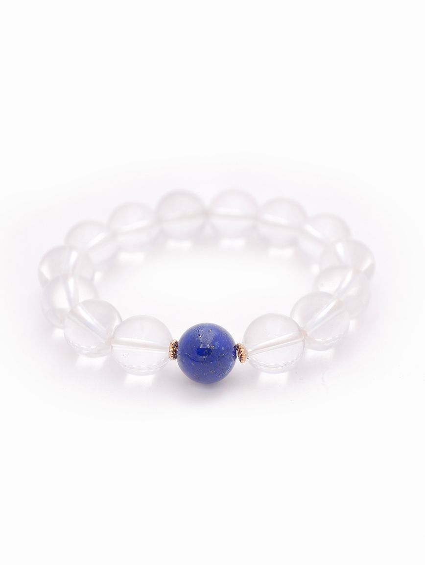 Natural Clear Quartz and Lapis Lazuli Bracelet