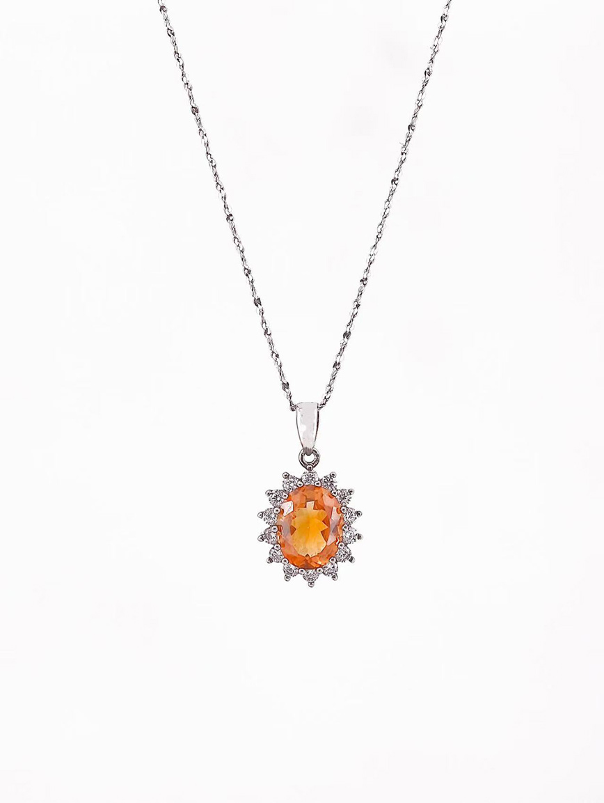 Luxurious Sparkling Citrine Sterling Silver Pendant