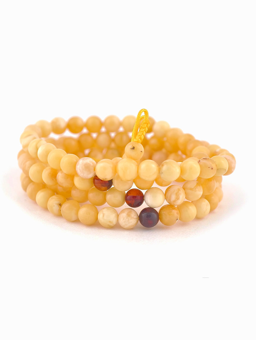Natural Beeswax and Blood Amber Multi-Circle Bracelet