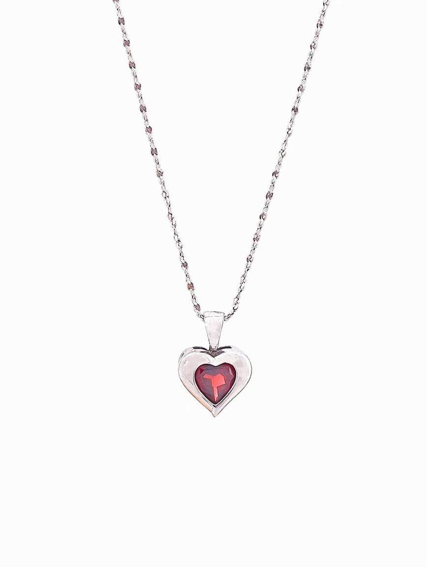Heart Garnet Sterling Silver Pendant