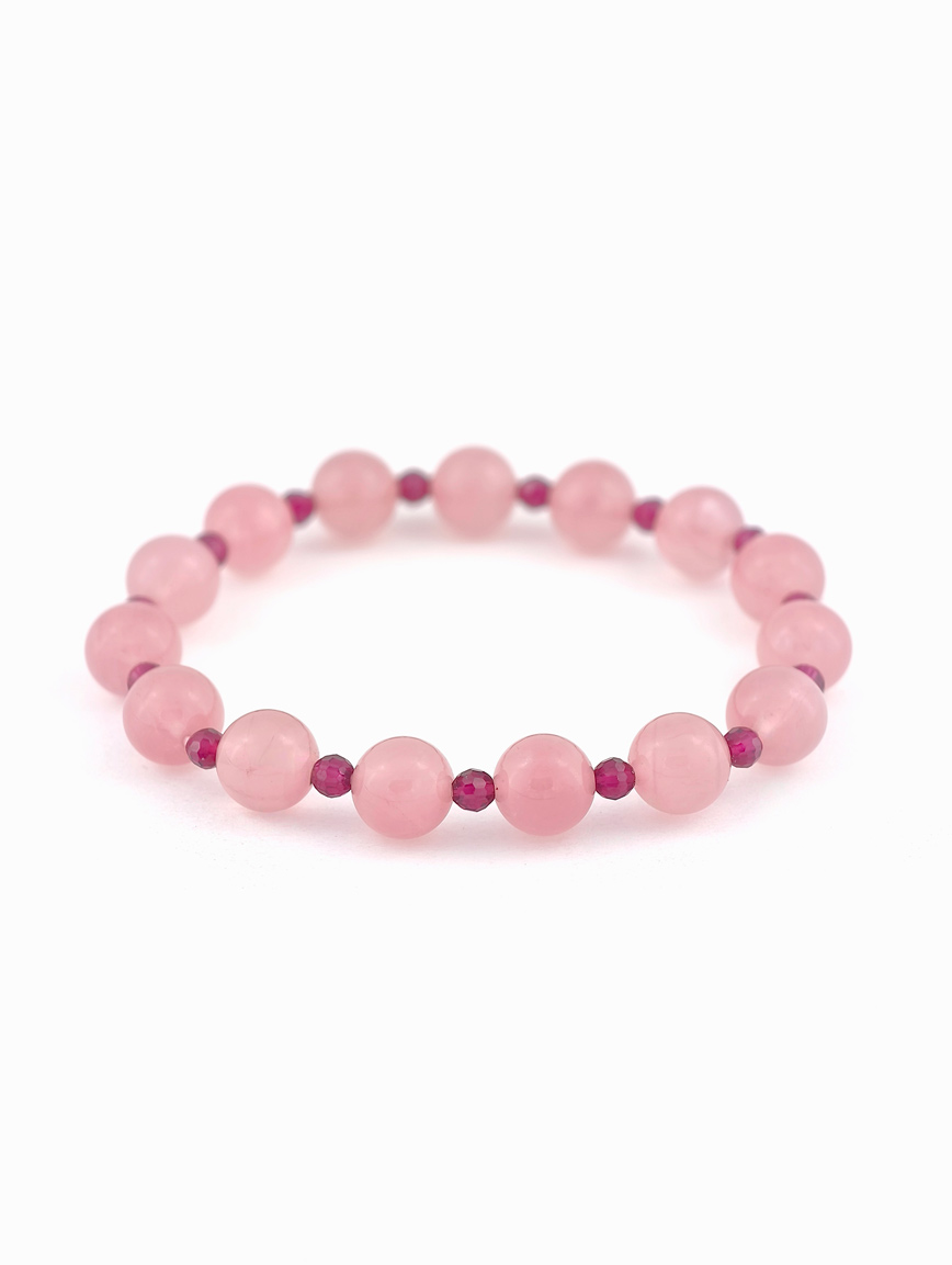 Madagascar Rose Quartz and Garnet Bracelet