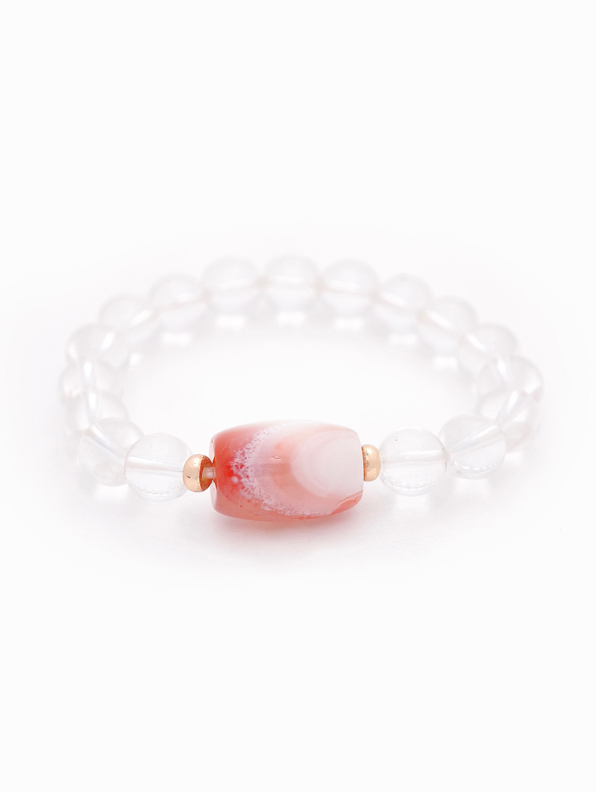 Natural Clear Quartz and South Red Agate Lucky Bead Bracelet