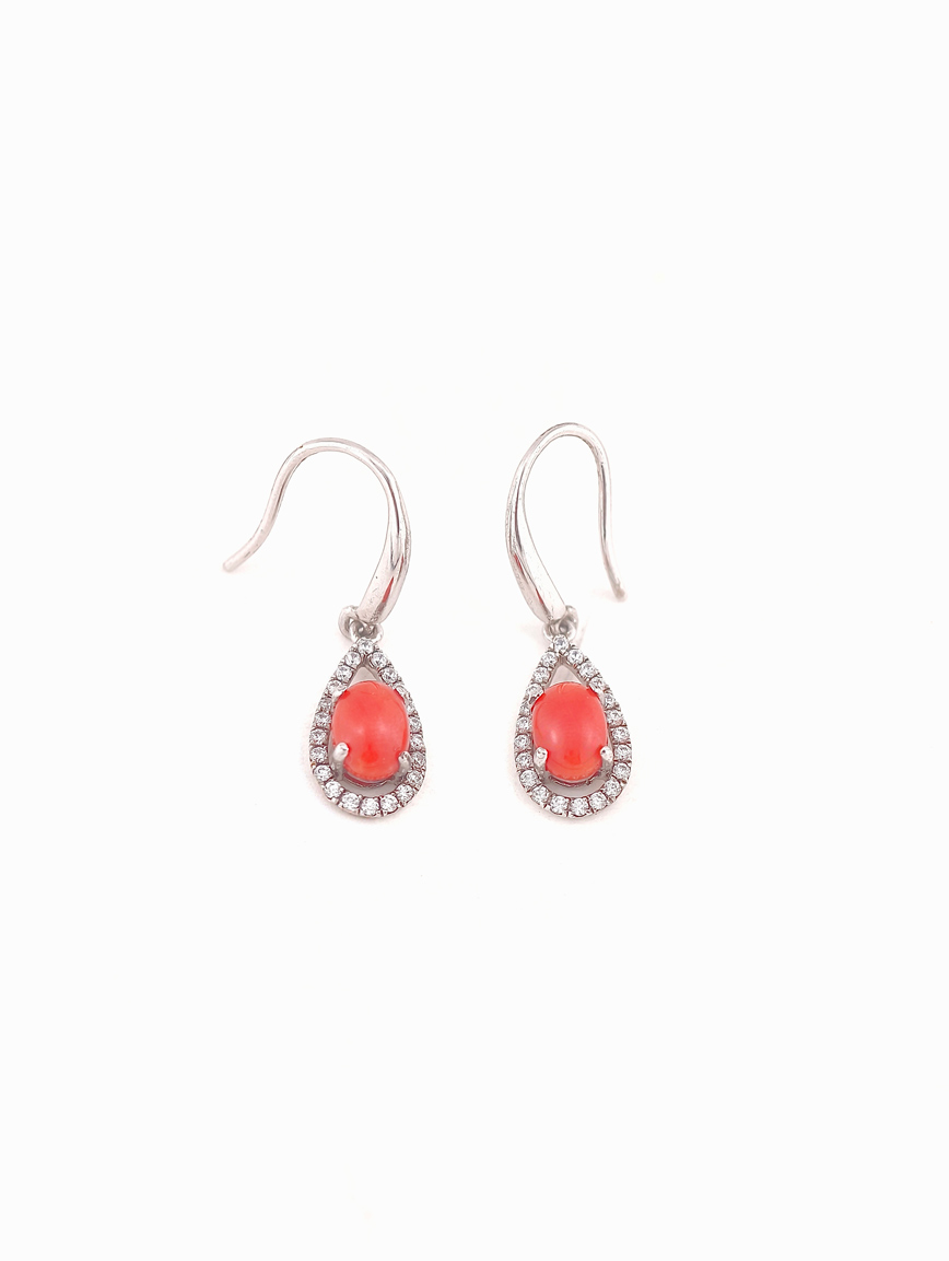 Natural Red Coral Exquisite Style Earrings