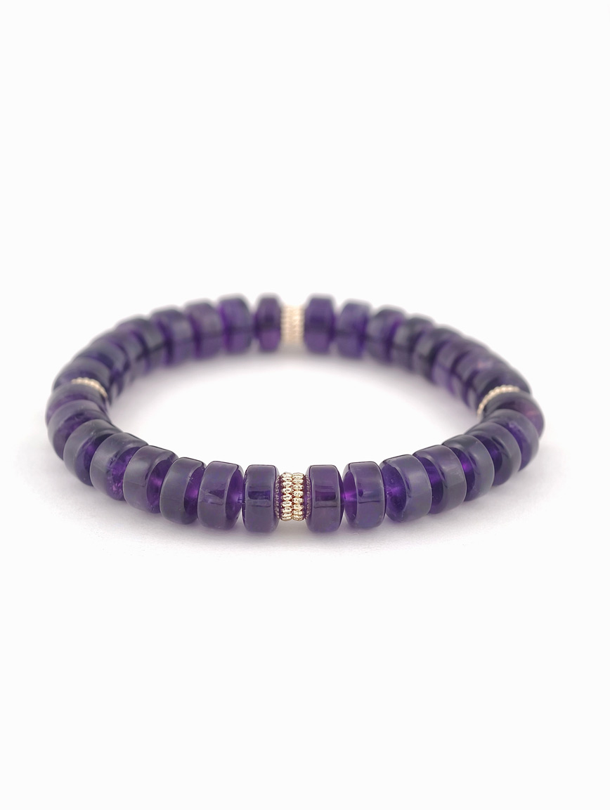 Amethyst Wheel Bead Simple Style Bracelet