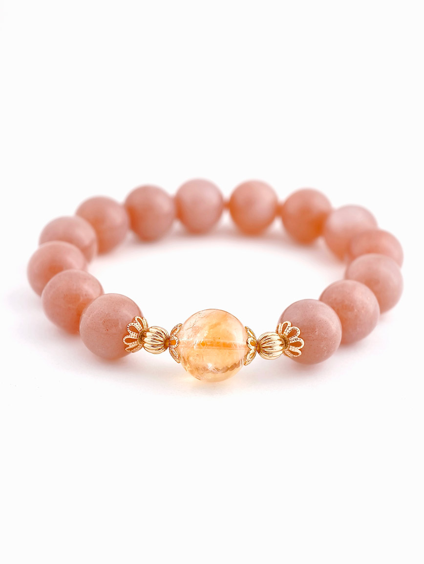 Orange Moonstone and Citrine Simple Style Bracelet