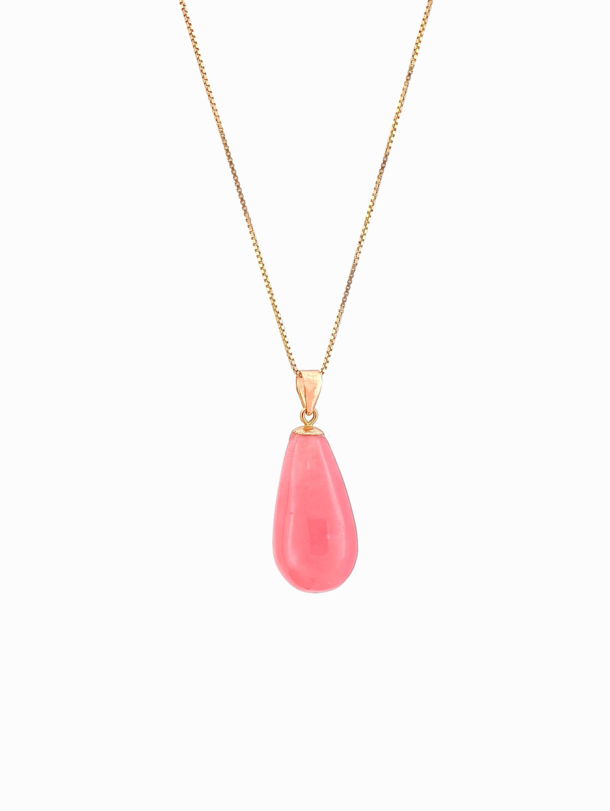 18K Gold Natural Rhodochrosite Simple Style Pendant