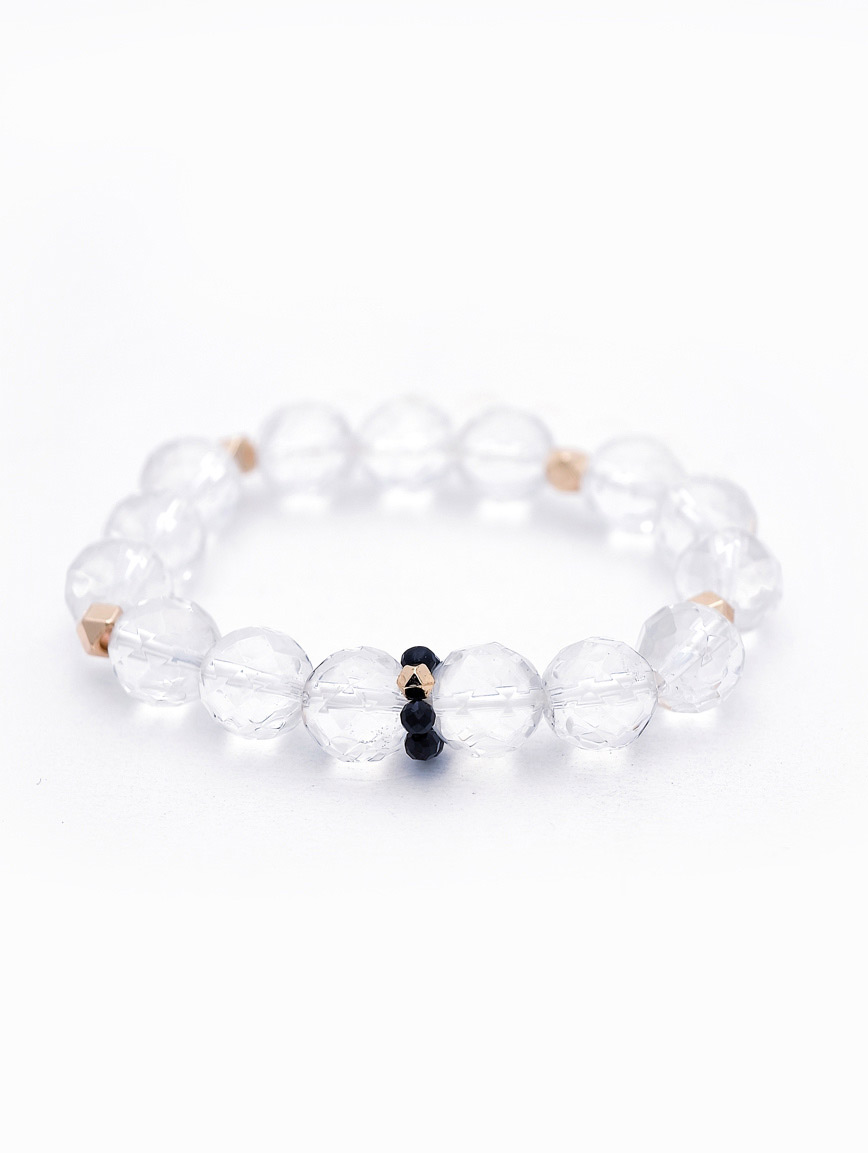 Clear Quartz and Black Spinel Bracelet