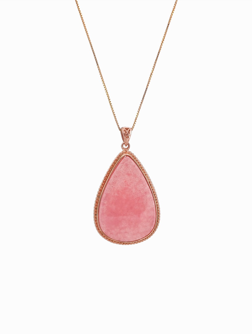 Natural Rhodochrosite Simple Style Sterling Silver Pendant