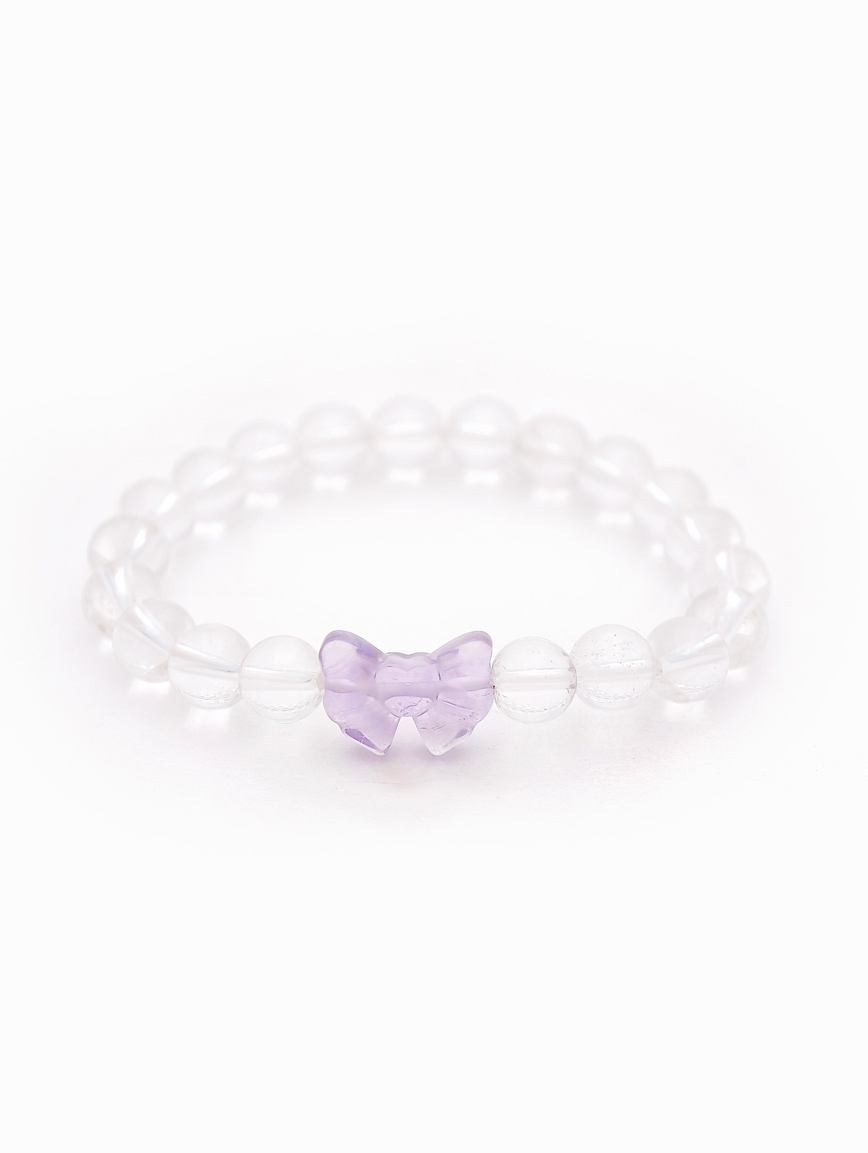 Clear Quartz and Amethyst Bow Bracelet