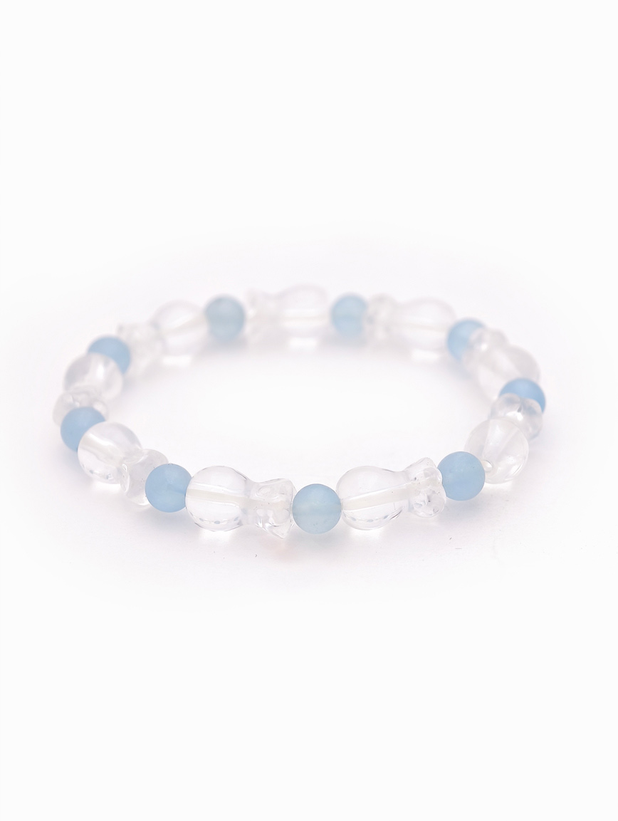Clear Quartz Lucky Bag and Aquamarine Bracelet