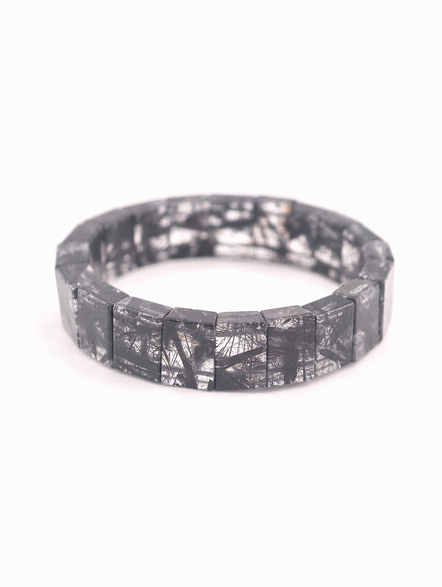 Natural Black Rutilated Quartz Simple Style Bracelet