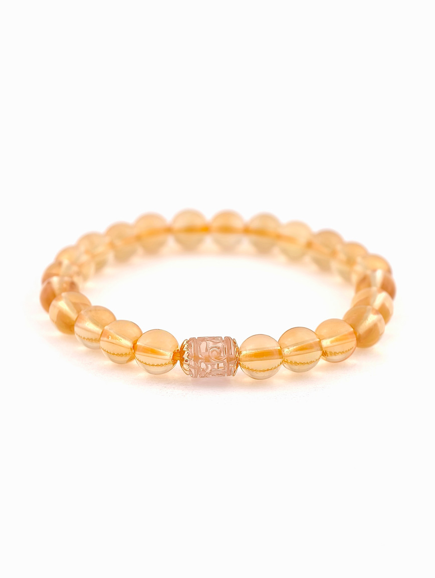 Natural Citrine and Yellow Tourmaline Lucky Bead Bracelet