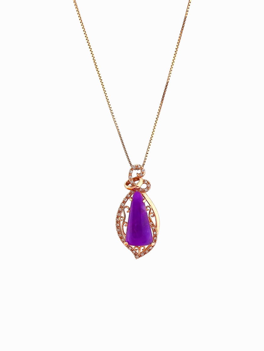 18K Gold Sugilite Diamond Pendant