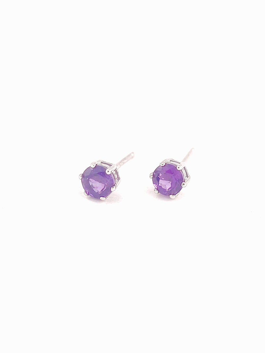 Natural Amethyst Sterling Silver Earrings