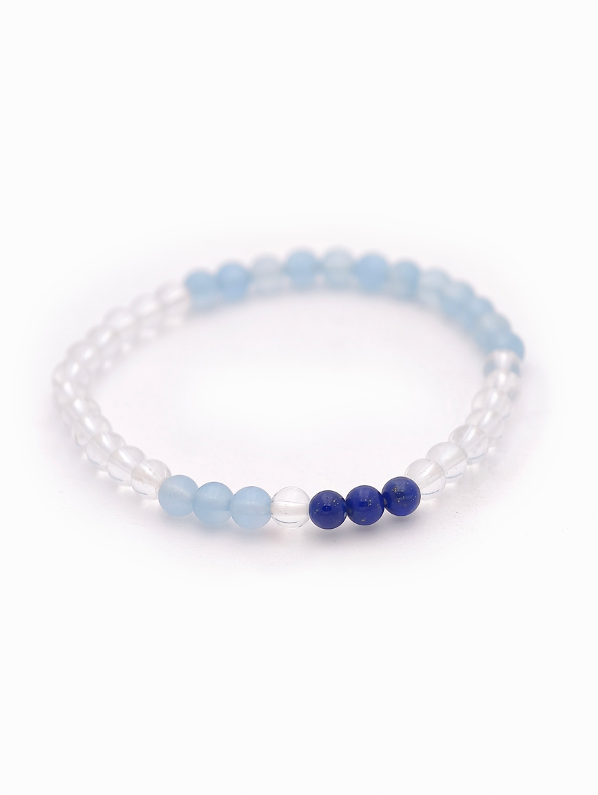 Clear Quartz and Lapis Lazuli Aquamarine Bracelet