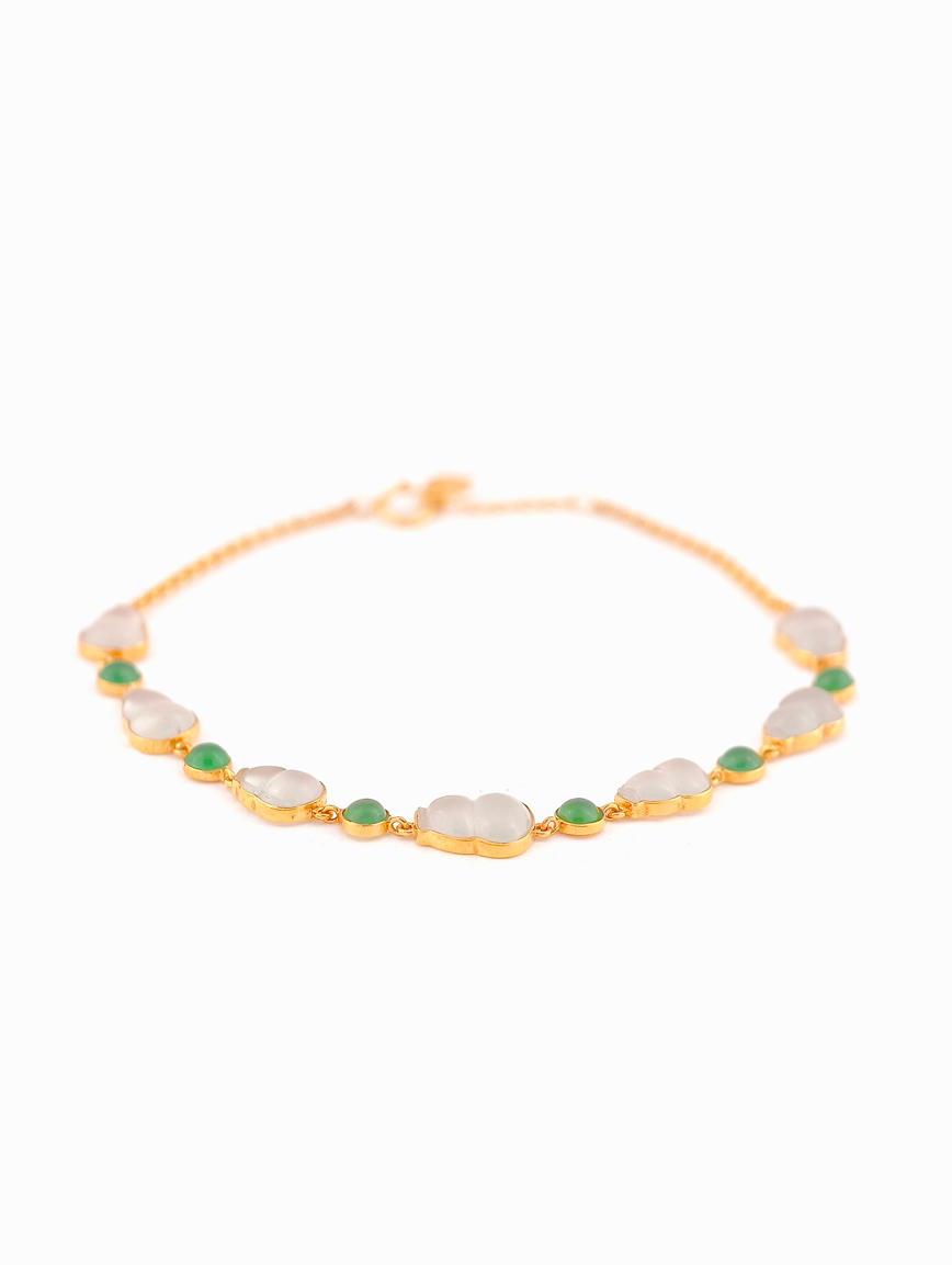 18K Gold Jadeite Gourd Bracelet